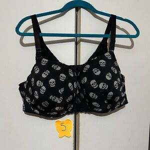 Edgy Black Skull Print Women's Bra